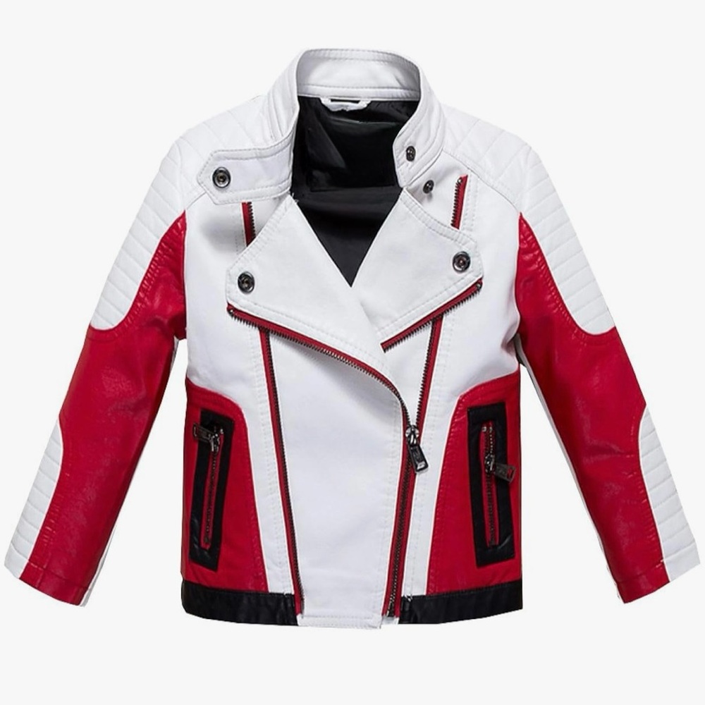 Kids Faux Leather Motorcycle Jacket - Picture 1 of 7